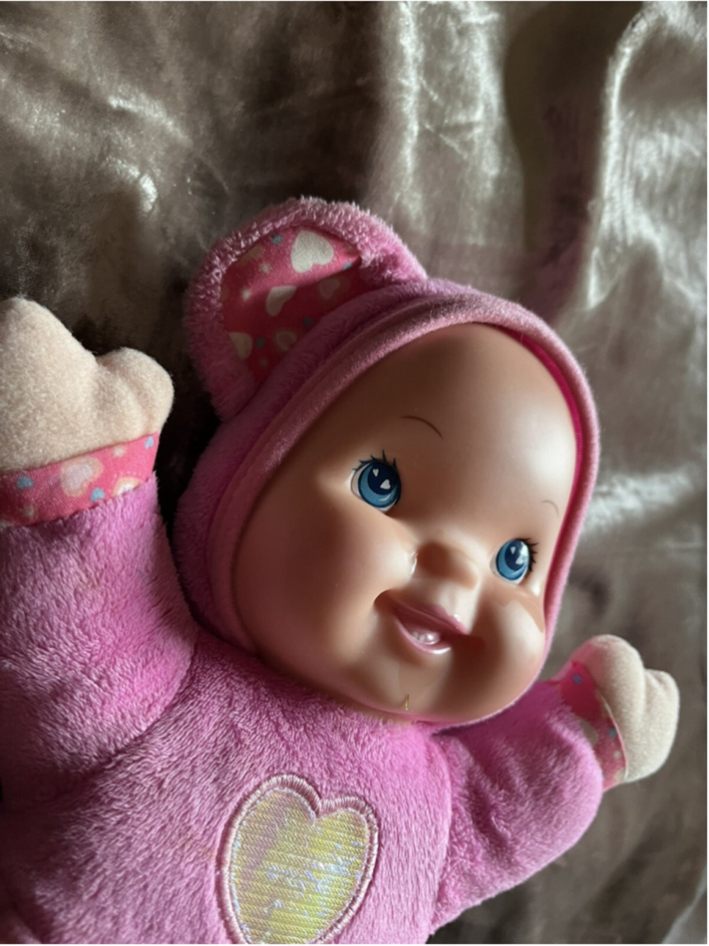 Baby's First Pink Plush Soft Body Baby Doll Goldberger Heart Teddy Bear Ears - Picture 14 of 16